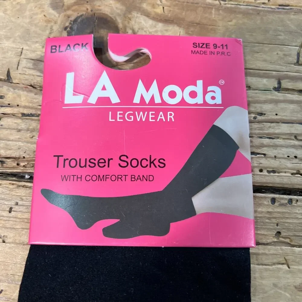 La Moda Legwear Women’s Size 9-11 Black Trouser Socks Set Of 2 NWT